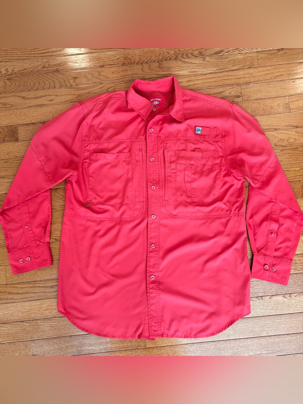 Reel Legends Men's Red Button-Down Fishing Shirt